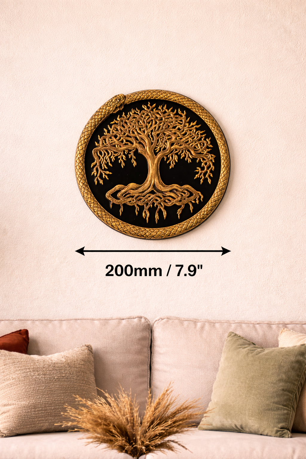 Yggdrasil Ouroboros Wall Mount – 200mm Norse Mythology Wall Decor